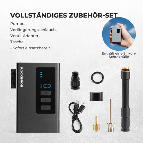 ROCKBROS MINI Elektrische Fahrradpumpe AS240 Pro – Tragbare Kraft für unterwegs!​