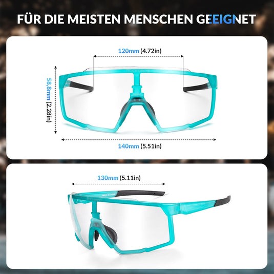 ROCKBROS Photochrome Brille HD Fahrradbrille für Outdoor-Aktivitäten Blau