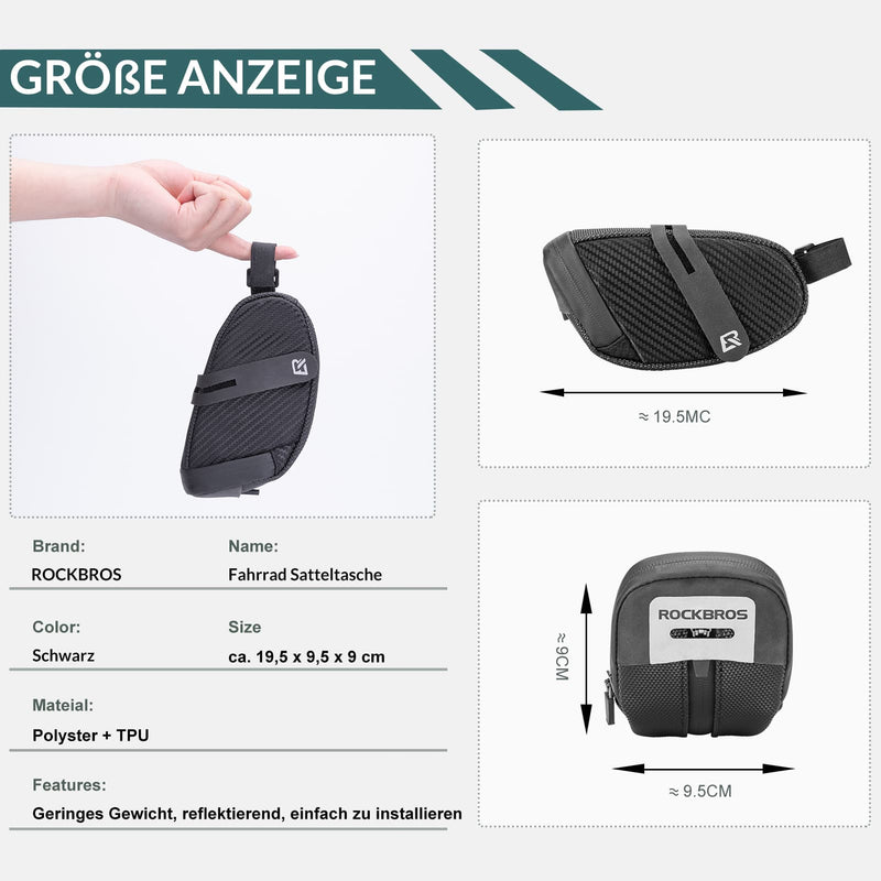 Load image into Gallery viewer, ROCKBROS Satteltasche für MTB Rennrad Werkzeugtasche mit Rücklichthalter
