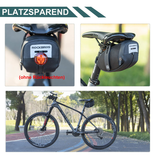ROCKBROS Satteltasche für MTB Rennrad Werkzeugtasche mit Rücklichthalter
