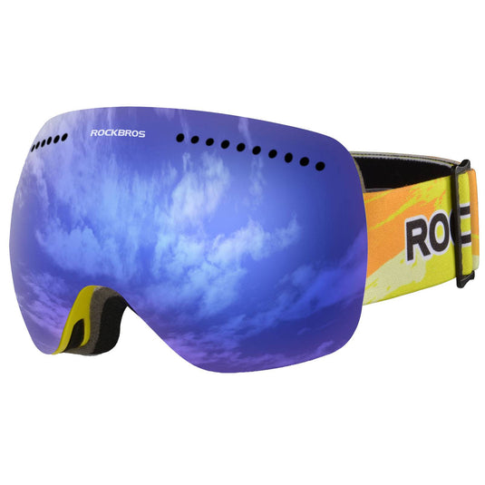 ROCKBROS Skibrille für Damen und Herren Anti-Nebel UV400 Schutz Skibrille Gelb