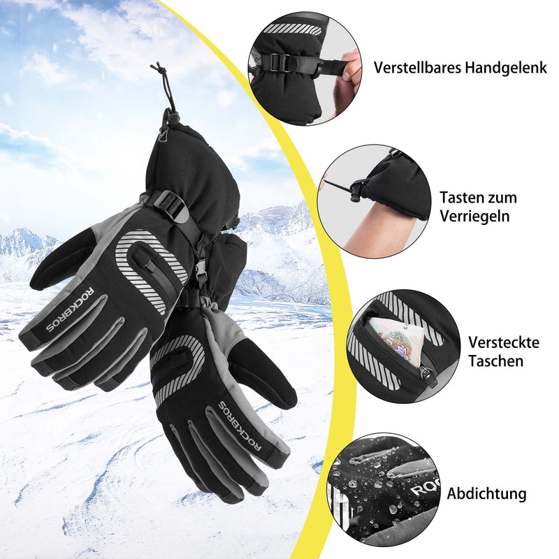 Cargue la imagen en el visor de la galería, ROCKBROS Skihandschuhe 2 in 1 Winddicht Warme Handschuhe Schwarz M-2XL
