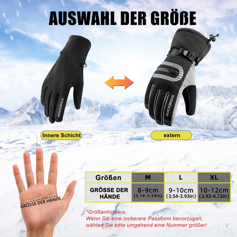 Load image into Gallery viewer, ROCKBROS Skihandschuhe 2 in 1 Winddicht Warme Handschuhe Schwarz M-2XL
