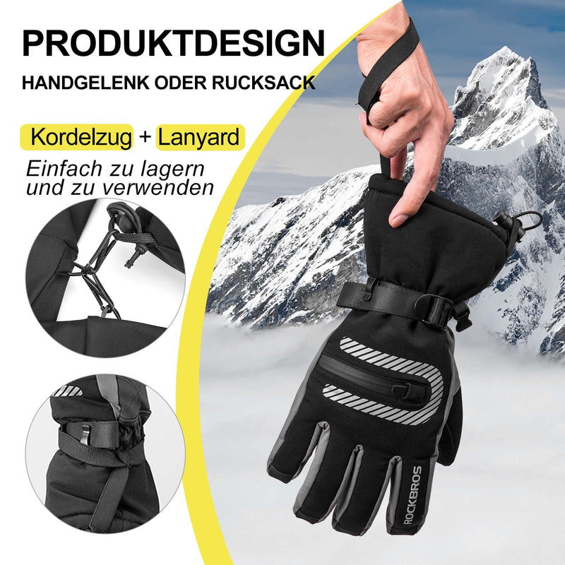 Laden Sie das Bild in Galerie -Viewer, ROCKBROS Skihandschuhe 2 in 1 Winddicht Warme Handschuhe Schwarz M-2XL
