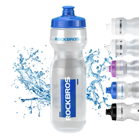 ROCKBROS Sport Trinkflasche 750ml Fahrrad Wasserflasche BPA-Frei Blau transparent