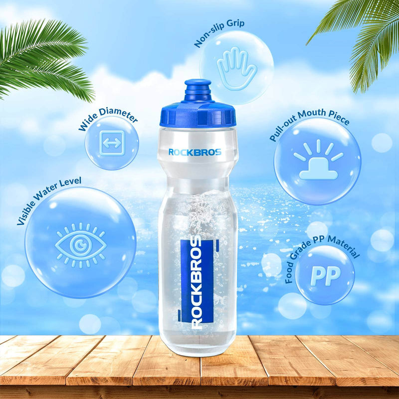 Cargue la imagen en el visor de la galería, ROCKBROS Sport Trinkflasche 750ml Fahrrad Wasserflasche BPA-Frei Blau transparent
