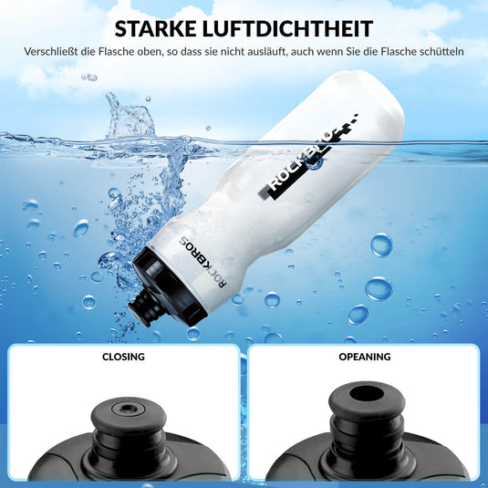 ROCKBROS Sport Trinkflasche 750ml Fahrrad Wasserflasche BPA-Frei Schwarz transparent