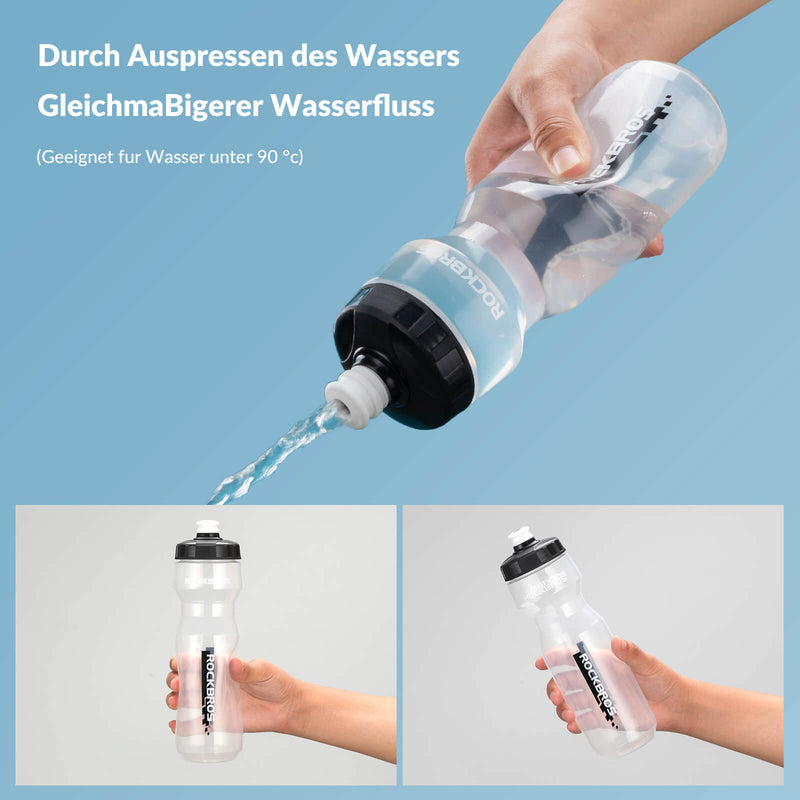 Laden Sie das Bild in Galerie -Viewer, ROCKBROS Sport Trinkflasche 750ml Fahrrad Wasserflasche BPA-Frei Schwarz transparent
