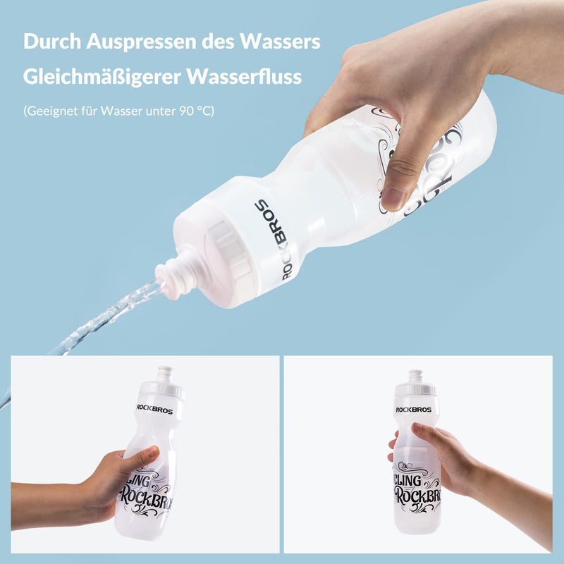 Cargue la imagen en el visor de la galería, ROCKBROS Sport Trinkflasche 750ml Fahrrad Wasserflasche BPA-Frei Weiß durchscheinend
