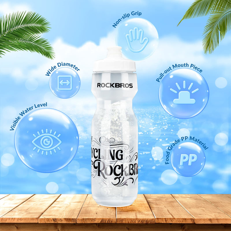 Load image into Gallery viewer, ROCKBROS Sport Trinkflasche 750ml Fahrrad Wasserflasche BPA-Frei Weiß transparent
