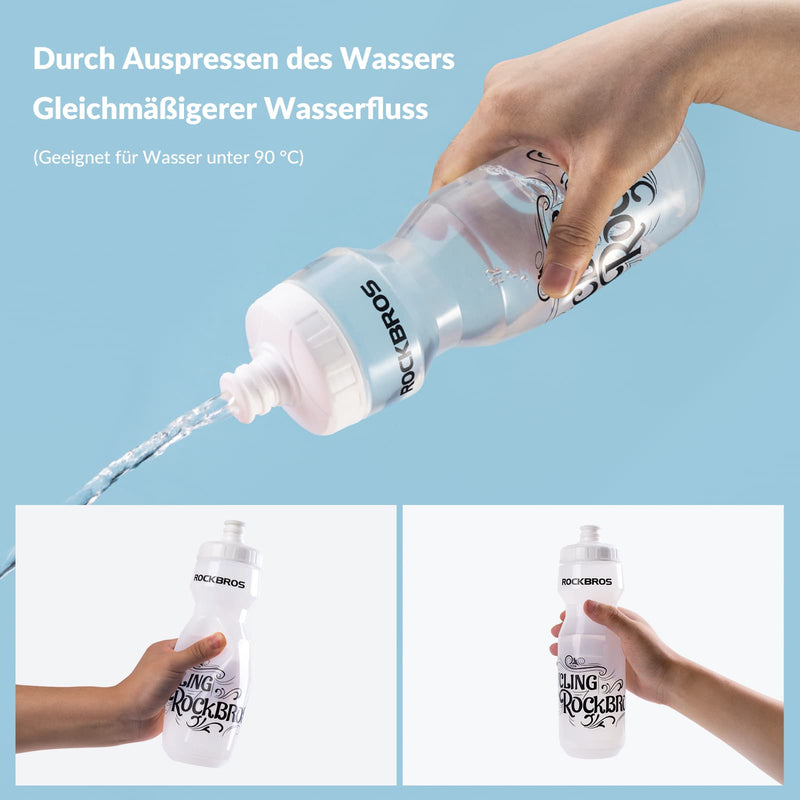 Laden Sie das Bild in Galerie -Viewer, ROCKBROS Sport Trinkflasche 750ml Fahrrad Wasserflasche BPA-Frei Weiß transparent
