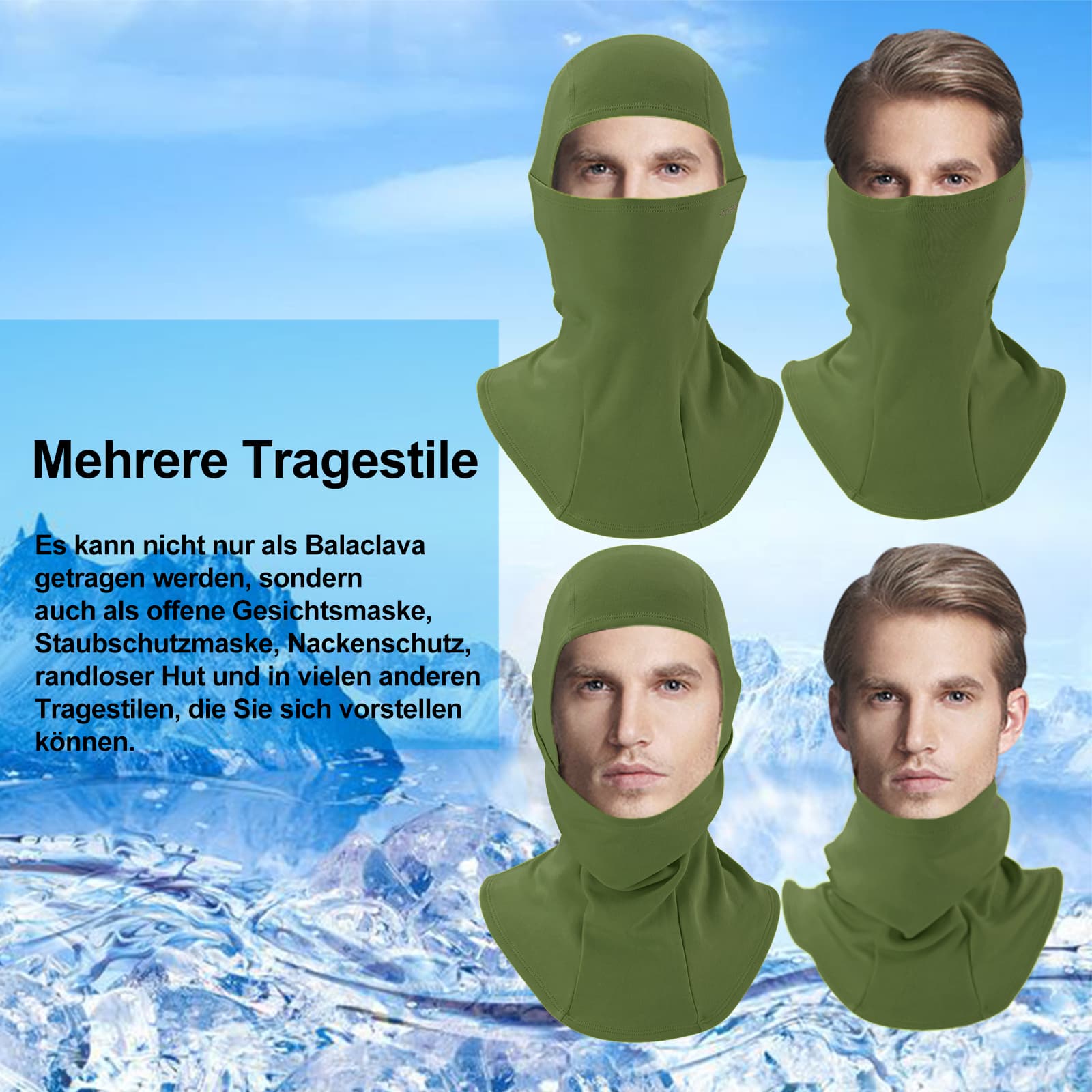 ROCKBROS Sturmhaube Herbst Winter Balaclava für Outdoorsports Unisex Armeegrün