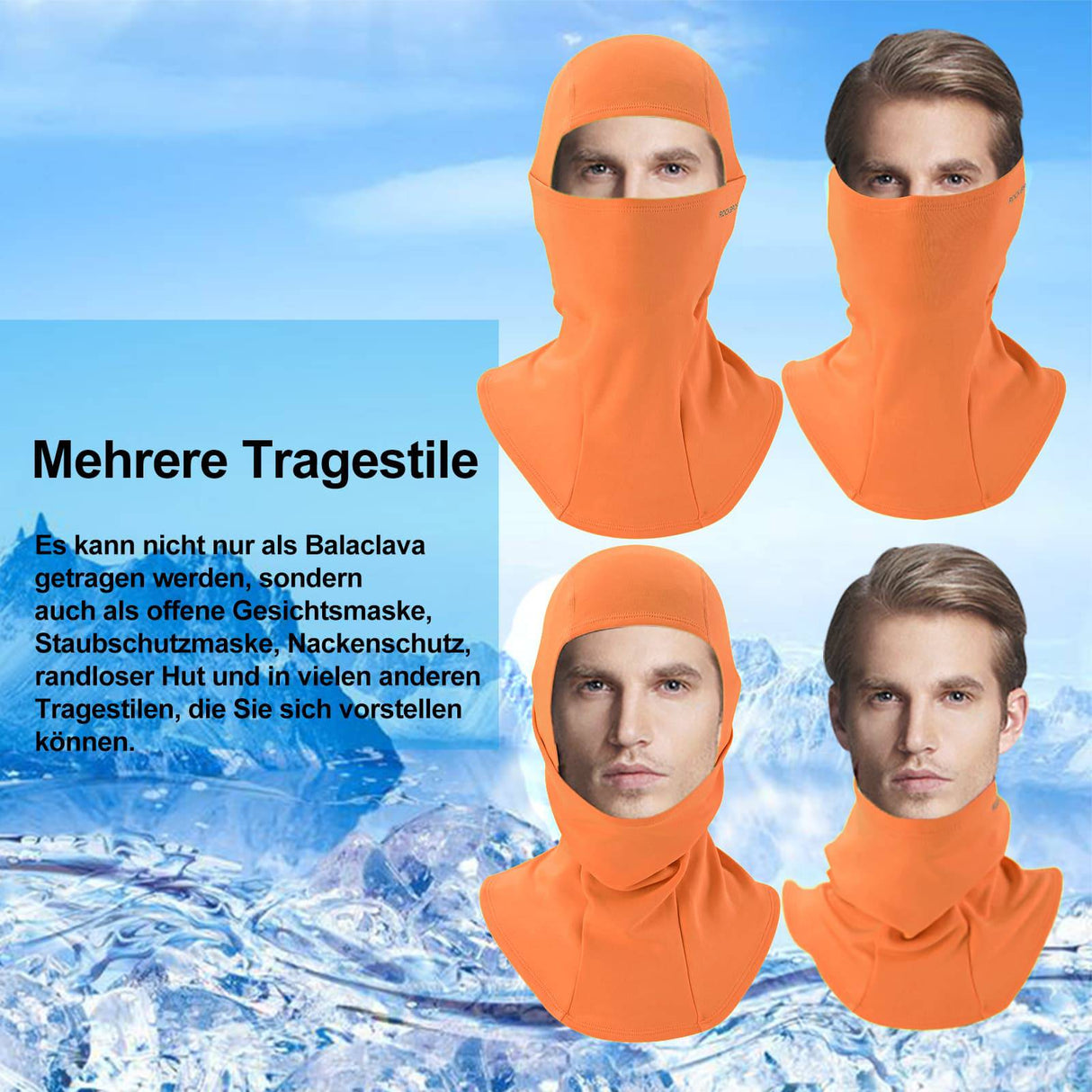 ROCKBROS Sturmhaube Herbst Winter Balaclava für Outdoorsports Unisex Orange