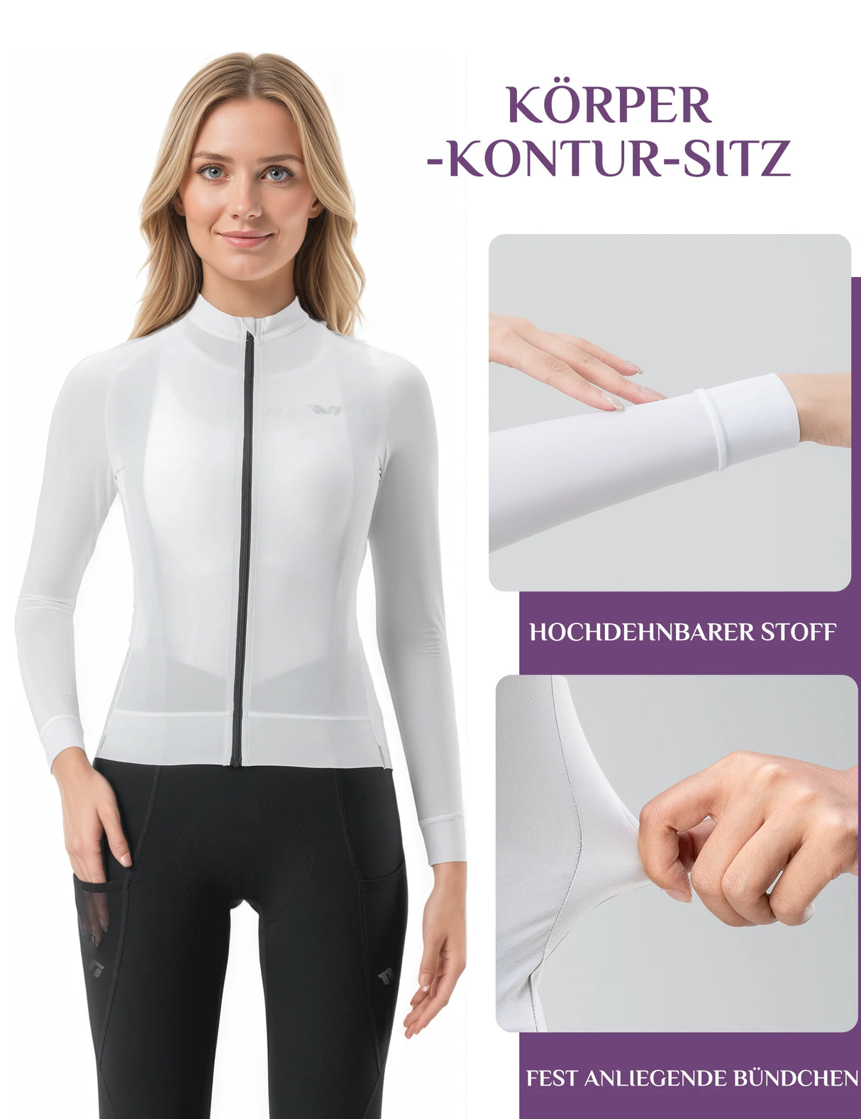 ROCKBROS TVI Damen Langarm-Radtrikot Fahrrad Jersey für MTB & Rennrad-Grau