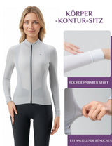 ROCKBROS TVI Damen Langarm-Radtrikot Fahrrad Jersey für MTB & Rennrad-Grau