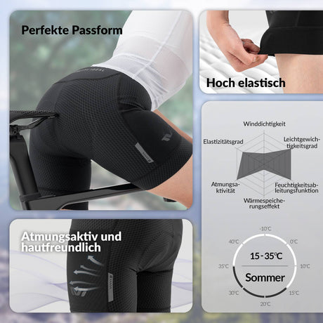 ROCKBROS TVI Radlerhose Damen Gepolstert mit Tasche Atmungsaktive