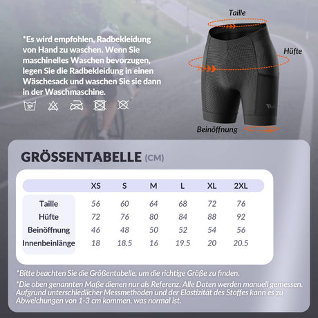 ROCKBROS TVI Radlerhose Damen Gepolstert mit Tasche Atmungsaktive