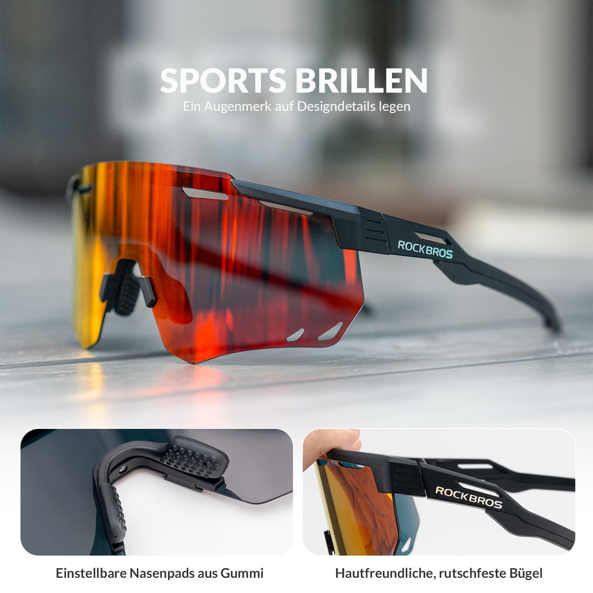 ROCKBROS Ultraleicht Fahrradbrille Polarisierte Sonnenbrille mit UV400-Schutz