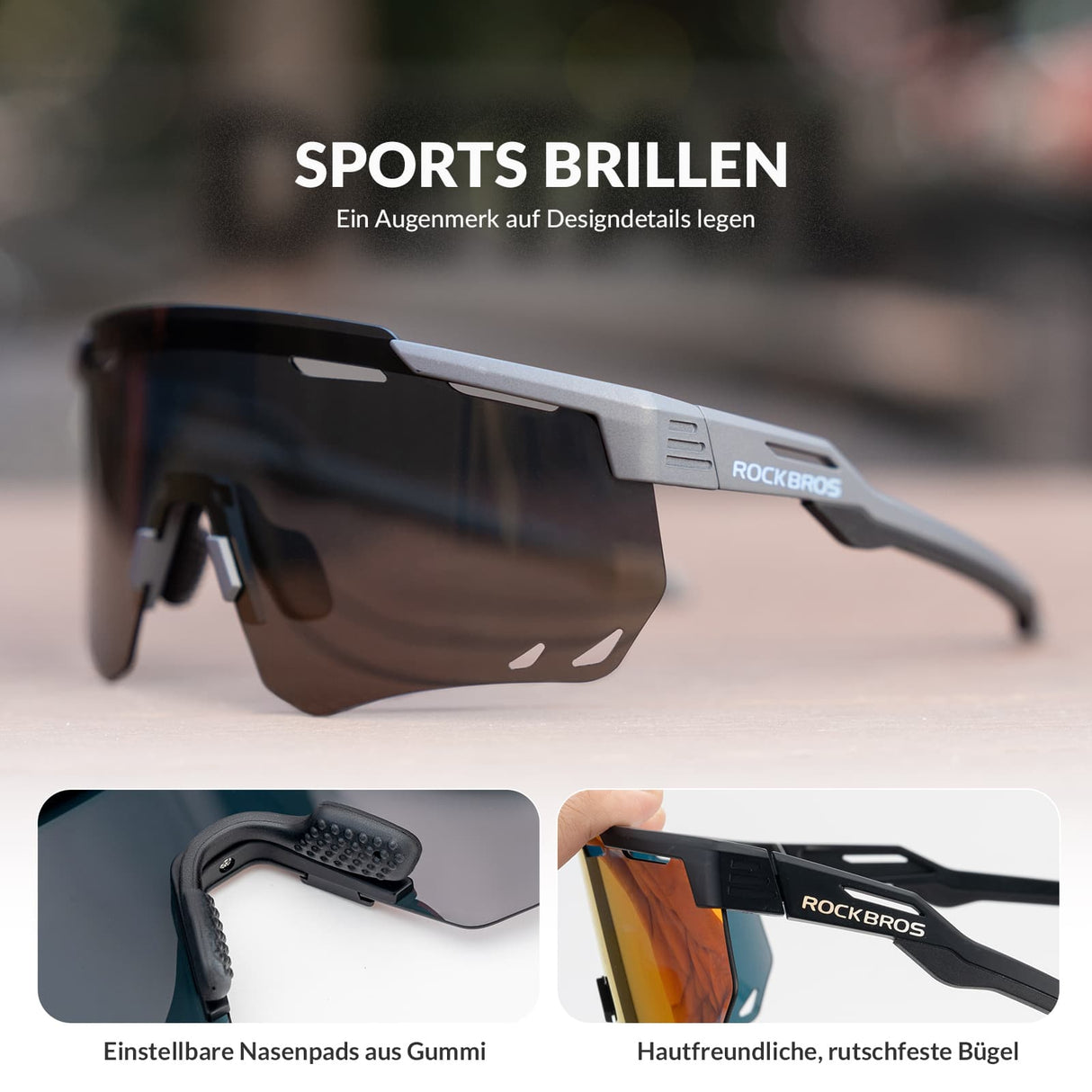 ROCKBROS Ultraleicht Fahrradbrille Polarisierte Sonnenbrille mit UV400-Schutz