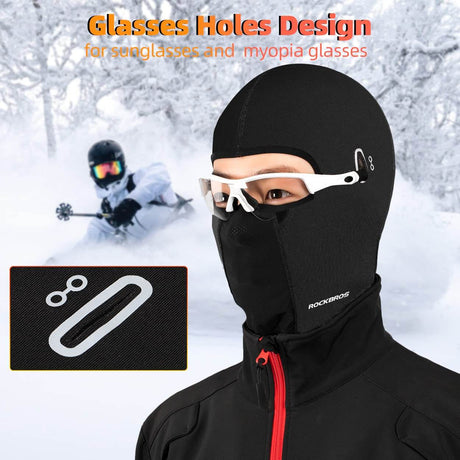 ROCKBROS windproof winter balaclava, full-face mask with glasses holes in black#Color_Black