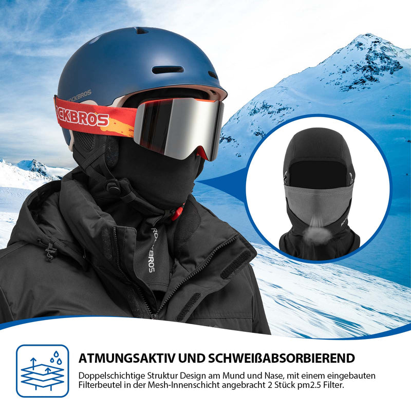 Cargue la imagen en el visor de la galería, ROCKBROS Winter Balaclava Fahrrad Face mit Brillenloch Unisex Schwarz
