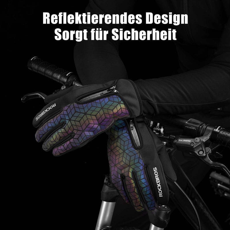 Laden Sie das Bild in Galerie -Viewer, ROCKBROS Winter Fahrradhandschuhe Warm für Fahrrad Laufen Fitness Unisex Schwarz-bunt
