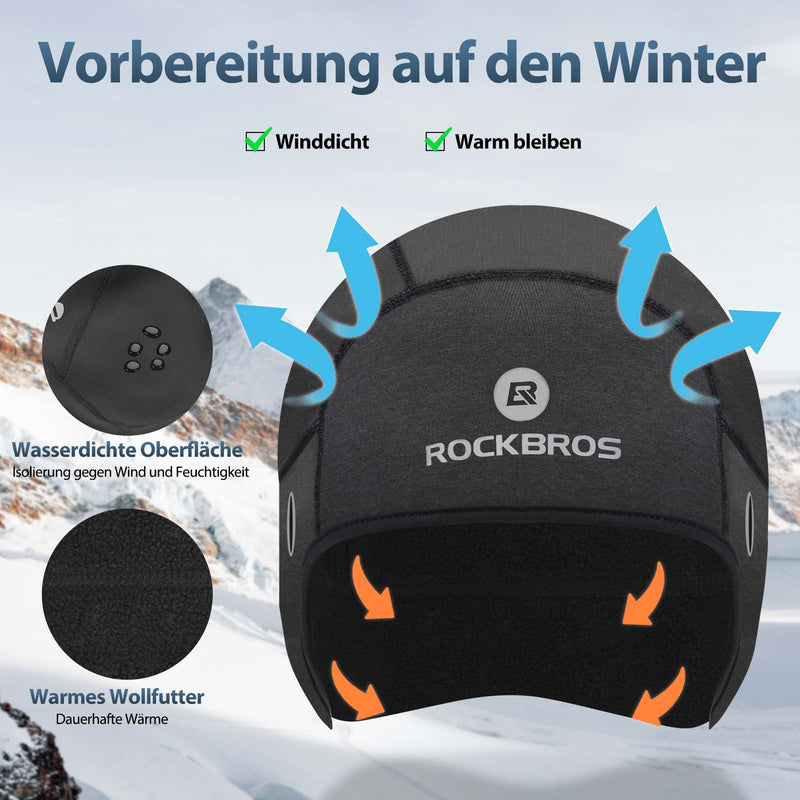 Cargue la imagen en el visor de la galería, ROCKBROS Winter Fahrradkappe Winddicht Helmmütze mit Brillenlöcher Schwarz
