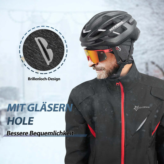 ROCKBROS Winter Fahrradkappe Winddicht Helmmütze mit Brillenlöcher 