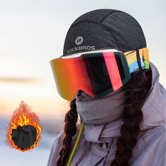 ROCKBROS Winter Fahrradkappe Winddicht Helmmütze mit Brillenlöcher 