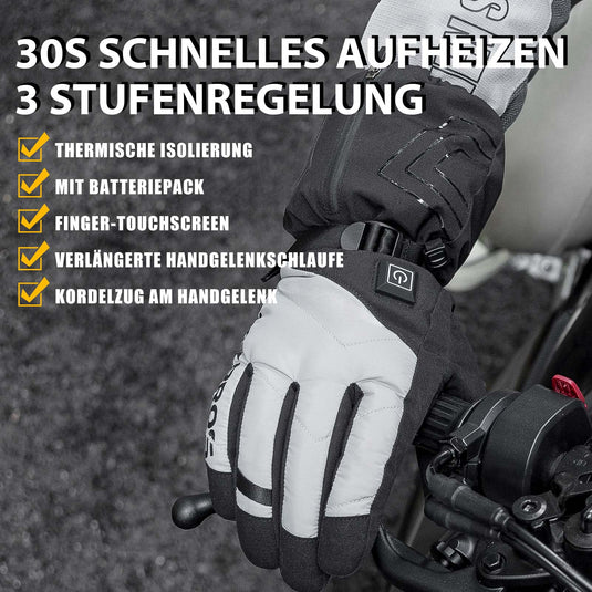 ROCKBROS Winter Handschuhe Beheizbare Fahrradhandschuhe mit Batterie M-XL
