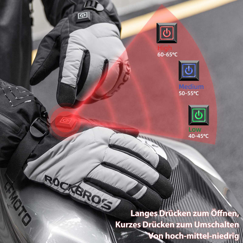 Cargue la imagen en el visor de la galería, ROCKBROS Winter Handschuhe Beheizbare Fahrradhandschuhe mit Batterie M-XL
