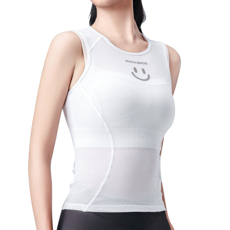 ROCKBROS atmungsaktives Damen Sporttop, Baselayer Unterhemd für Radfahren in Weiß