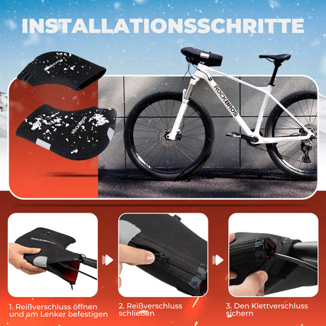 ROCKBROS beheizte und winddichte Fahrrad Lenkerstulpen, wiederaufladbare Handschuhe für Winterfahrten