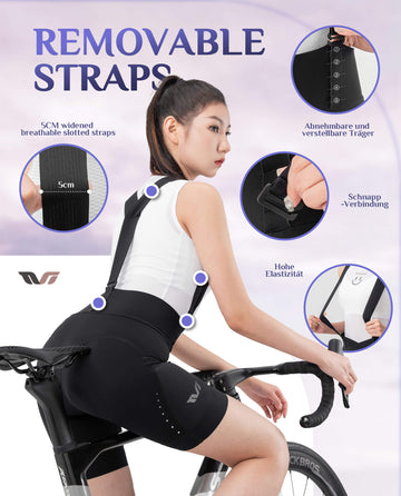 radhose rennrad damen ROCKBROS TVI Fahrradhose Damen mit abnehmbaren Kurz Radsport Trägerhos –  ROCKBROS-DE