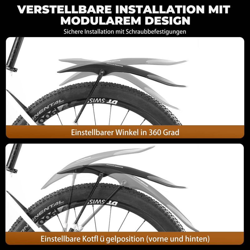 Cargue la imagen en el visor de la galería, ROCKBROS Fahrrad Schutzbleche Set VorneHinten Flexible Fahrradschutzblech Verstellbar
