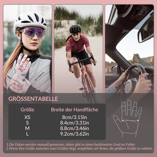 ROCKBROS Fahrradhandschuhe Damen Winddicht Handschuhe Touchscreen Atmungsaktiv
