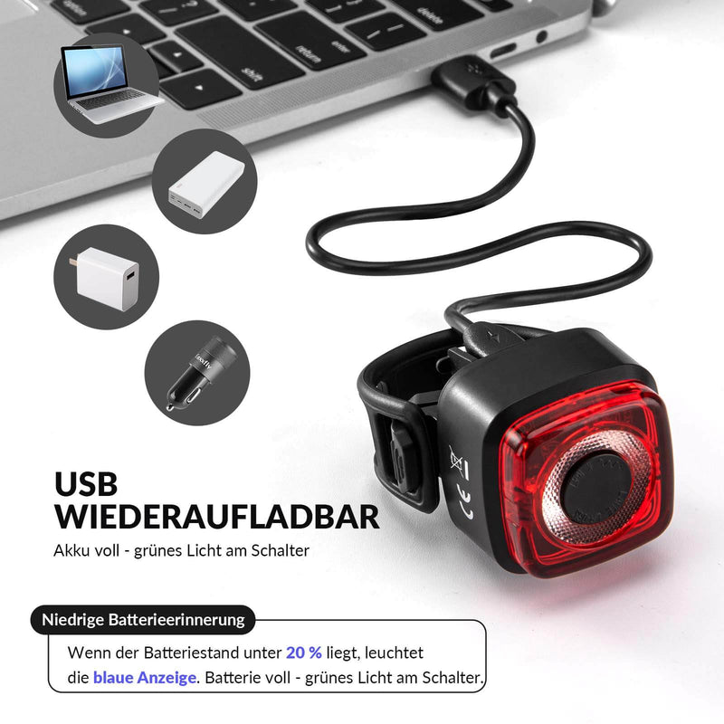 Load image into Gallery viewer, ROCKBROS Fahrradlicht IPX5 Wasserdicht Rücklicht Wiederaufladbar mit USB-C
