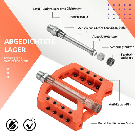 ROCKBROS Fahrradpedale 9/16 Zoll, Mountainbike Pedale aus Nylonfaser