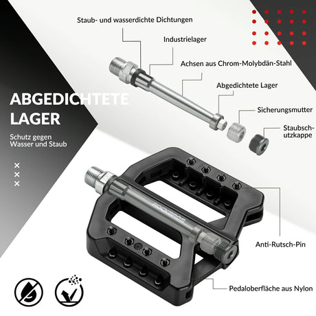 ROCKBROS Fahrradpedale 9/16 Zoll, Mountainbike Pedale aus Nylonfaser