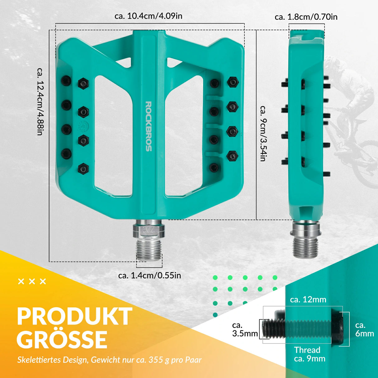 ROCKBROS Fahrradpedale 9/16 Zoll, Mountainbike Pedale aus Nylonfaser
