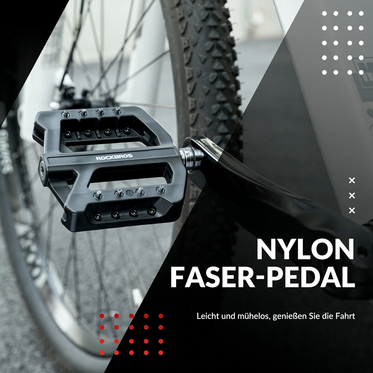 ROCKBROS Fahrradpedale 9/16 Zoll, Mountainbike Pedale aus Nylonfaser