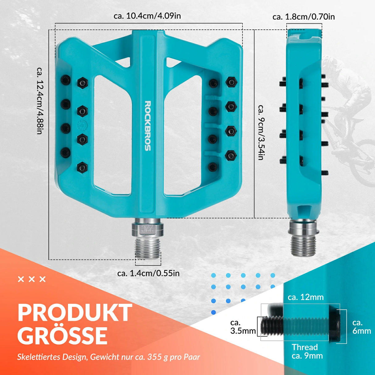 ROCKBROS Fahrradpedale 9/16 Zoll, Mountainbike Pedale aus Nylonfaser