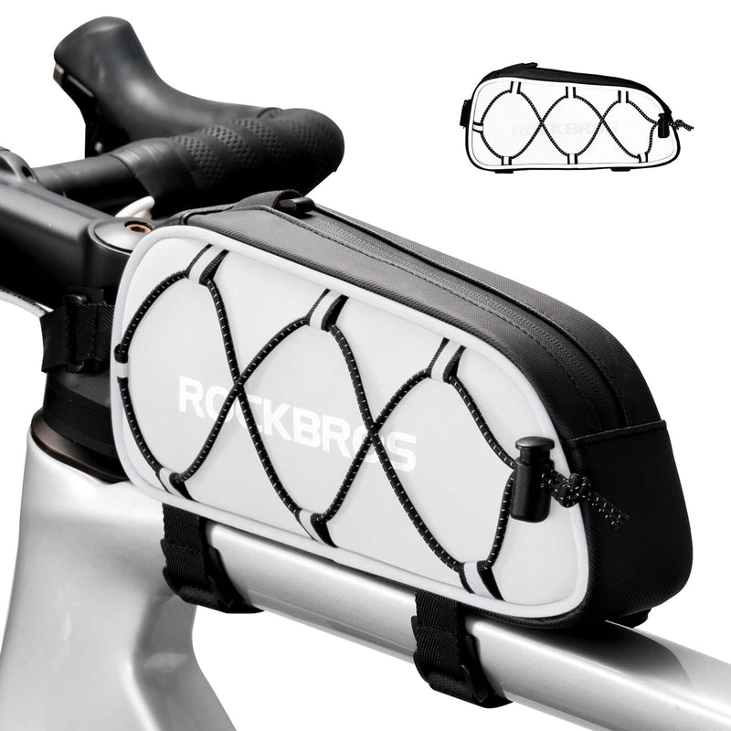 Laden Sie das Bild in Galerie -Viewer, ROCKBROS Fahrradtasche Oberrohrtasche 1 L Vollständig Reflektierend Schwarz Silbrig
