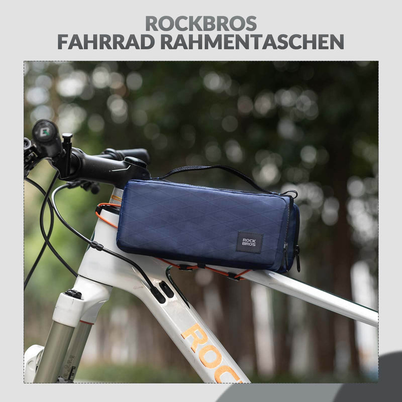 Cargue la imagen en el visor de la galería, ROCKBROS Fahrradtasche Rahmentasche mit Schultergurt Oberrohrtasche-Dunkelblau
