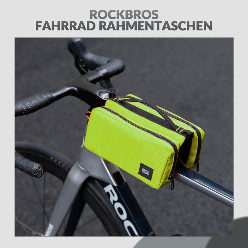 Laden Sie das Bild in Galerie -Viewer, ROCKBROS Fahrradtasche Rahmentasche mit Schultergurt Oberrohrtasche-Neon Gelb
