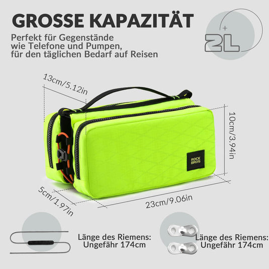 ROCKBROS Fahrradtasche Rahmentasche mit Schultergurt Oberrohrtasche-Neon Gelb