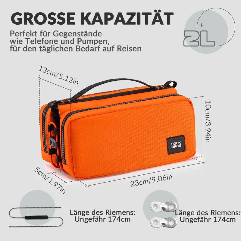 Carica immagine in Galleria Viewer, ROCKBROS Fahrradtasche Rahmentasche mit Schultergurt Oberrohrtasche-Orange
