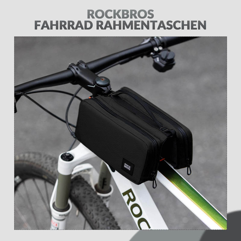 Laden Sie das Bild in Galerie -Viewer, ROCKBROS Fahrradtasche Rahmentasche mit Schultergurt Oberrohrtasche-Schwarz
