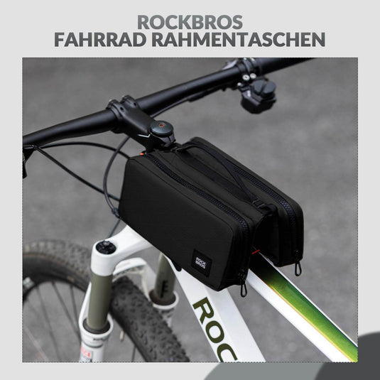 ROCKBROS Fahrradtasche Rahmentasche mit Schultergurt Oberrohrtasche-Schwarz