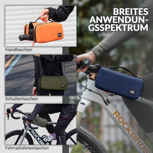 ROCKBROS Fahrradtasche Rahmentasche mit Schultergurt Oberrohrtasche